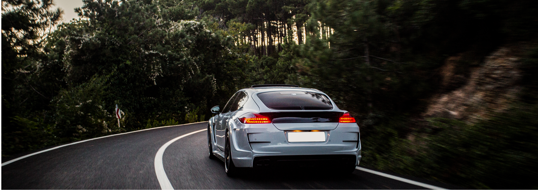 Country road with green hills